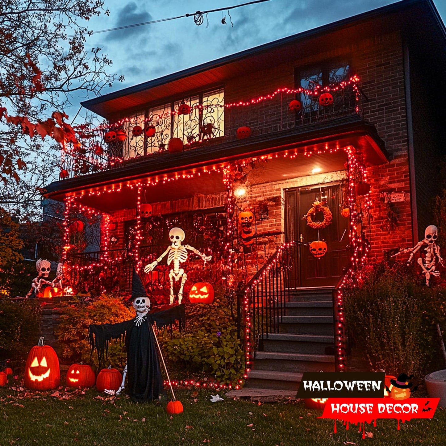 JMEXSUSS 500 LED Red Christmas Lights Outdoor, 173ft Christmas String Lights with Remote, Waterproof 8 Modes Red Halloween Light for Tree Party Xmas Holiday Decorations