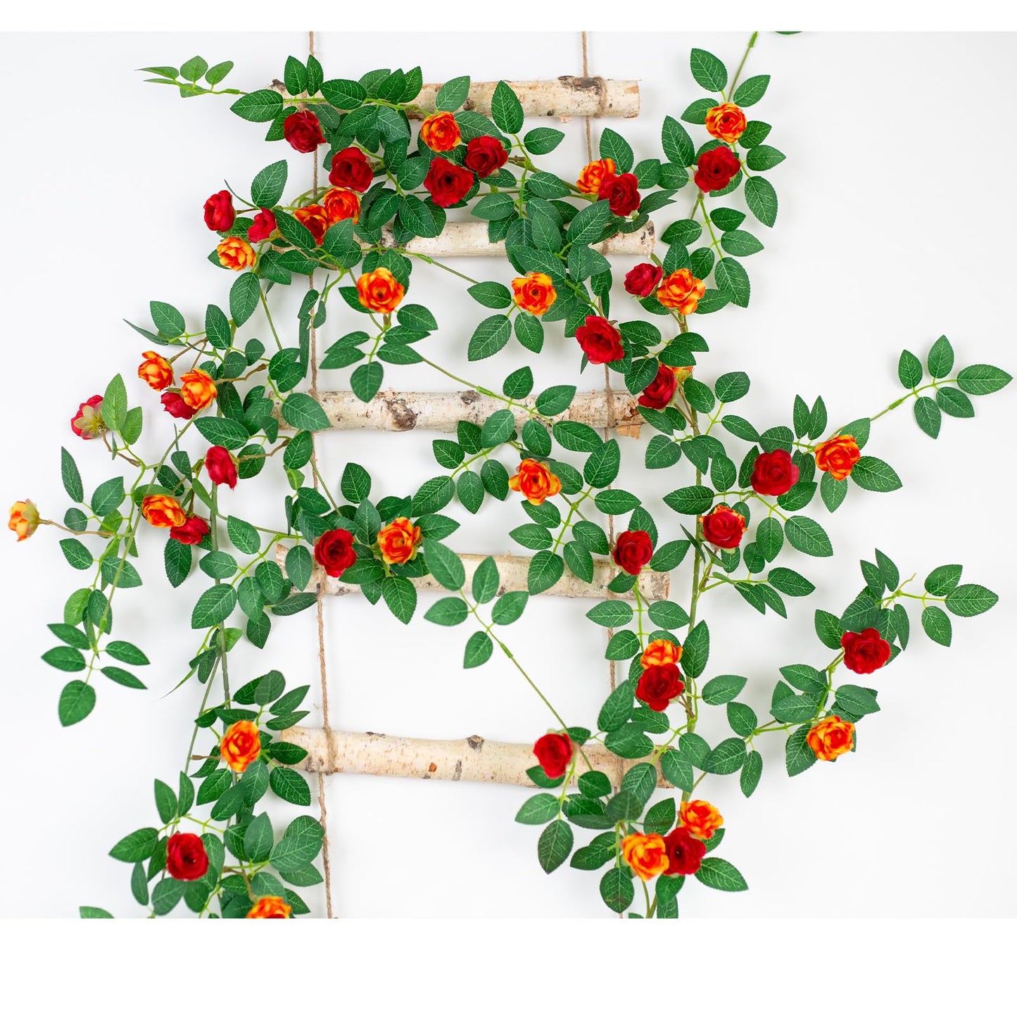 2PCS x 6FT Bendable Rose Vine Hanging Flower Garland Wildflower Floral Garland for Wall Decor Trellis Fence Home Room Decoration (Orange, 2pcs)