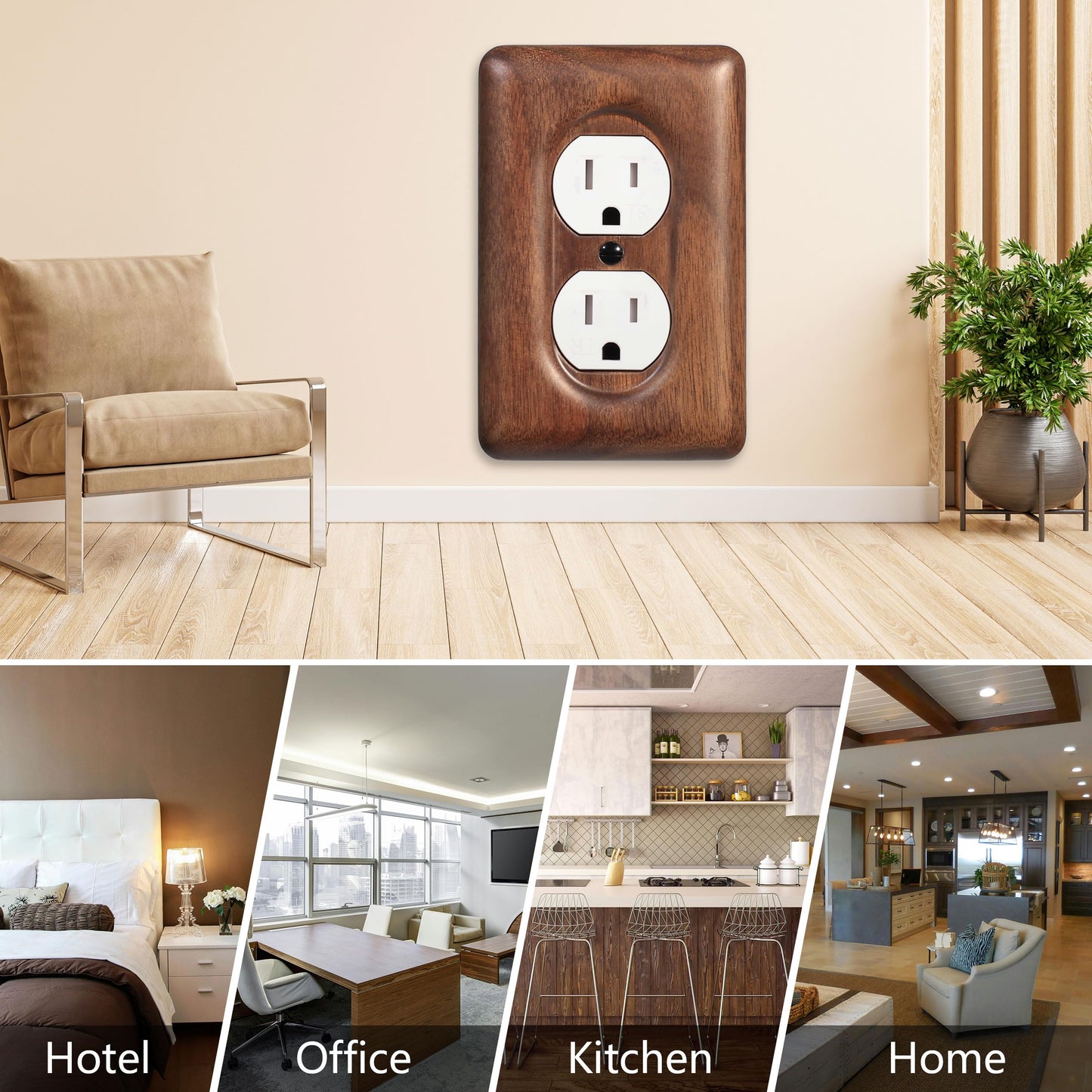 YDJSA Decorative Outlet Covers Solid North American Walnut Plug Plate Covers, Electrical Wall Plates for Outlets