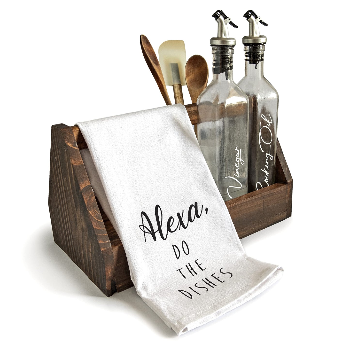 MAINEVENT Alexa Do The Dishes 18x24 Inch White Cotton Kitchen Towel