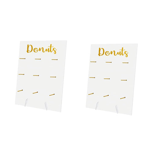 DODXIAOBEUL 2 Pcs Wood Donut Wall Display Stand Reusable Rustic Doughnut Board Holder Donut Party Supplies for Wedding Birthday Festival Table Decor,White1