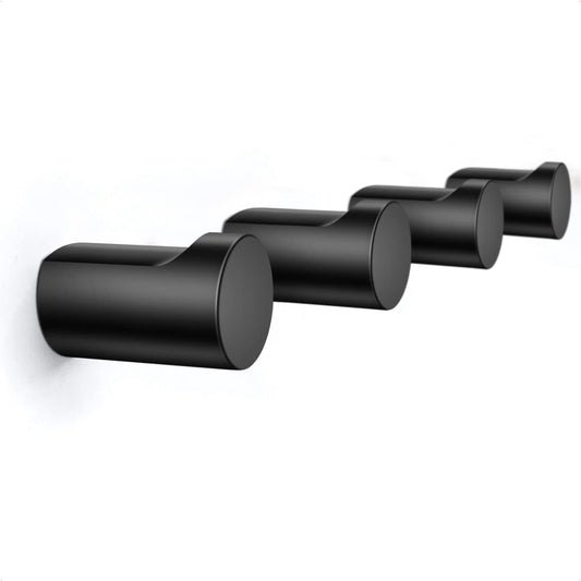 COCOYA 4Pack Metal Wall Hooks, Minimalist Coat Hooks Matte Black Simple Modern Easy Install Wall Mount Heavy Duty Aluminum Mid Century Entryway Bathroom, for Hanging Hat Purses Robe Clothes Backpack