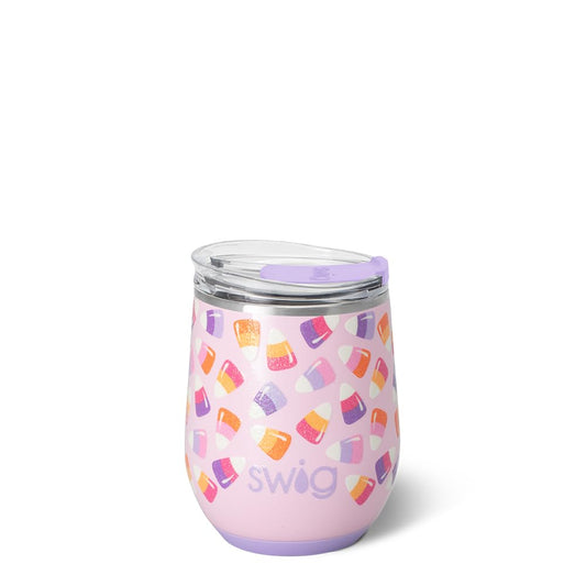 Swig Life 12oz Wine Tumbler with Lid, Halloween, Stainless Steel, Dishwasher Safe, Portable, Triple Insulated Wine Tumbler (Candy Corn)