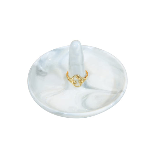oskas Marble Ring Dish Holder,Decorative Porcelain Trinket Jewelry Dish Tray for Rings Earrings Necklaces,4 inch,Engagement Wedding Birthday Mother's Day Christmas Gift
