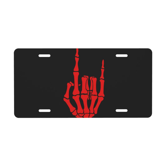 Rock Sign Skeleton Hand License Plate Decorative .Metal Car Plate .Vanity Tag .Aluminum Noverlty License Plate Waterproof Colorfast 12×6 Inch