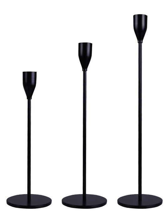 Candle Holder Black Candlestick Holders Set of 3 for Taper Candles, Matte Metal Candle Holders for Wedding Anniversary Party Mother's Day Dining Table Centerpiece Home Decoration