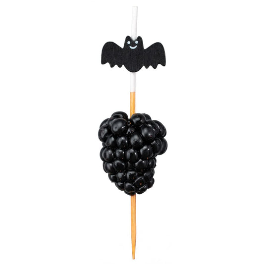 Restaurantware 3.5 Inch Halloween Skewers, 100 Pointed Bat Cupcake Toppers - Sturdy, Disposable, Black Bamboo Fall Food Picks, For Birthday Or Themed Party
