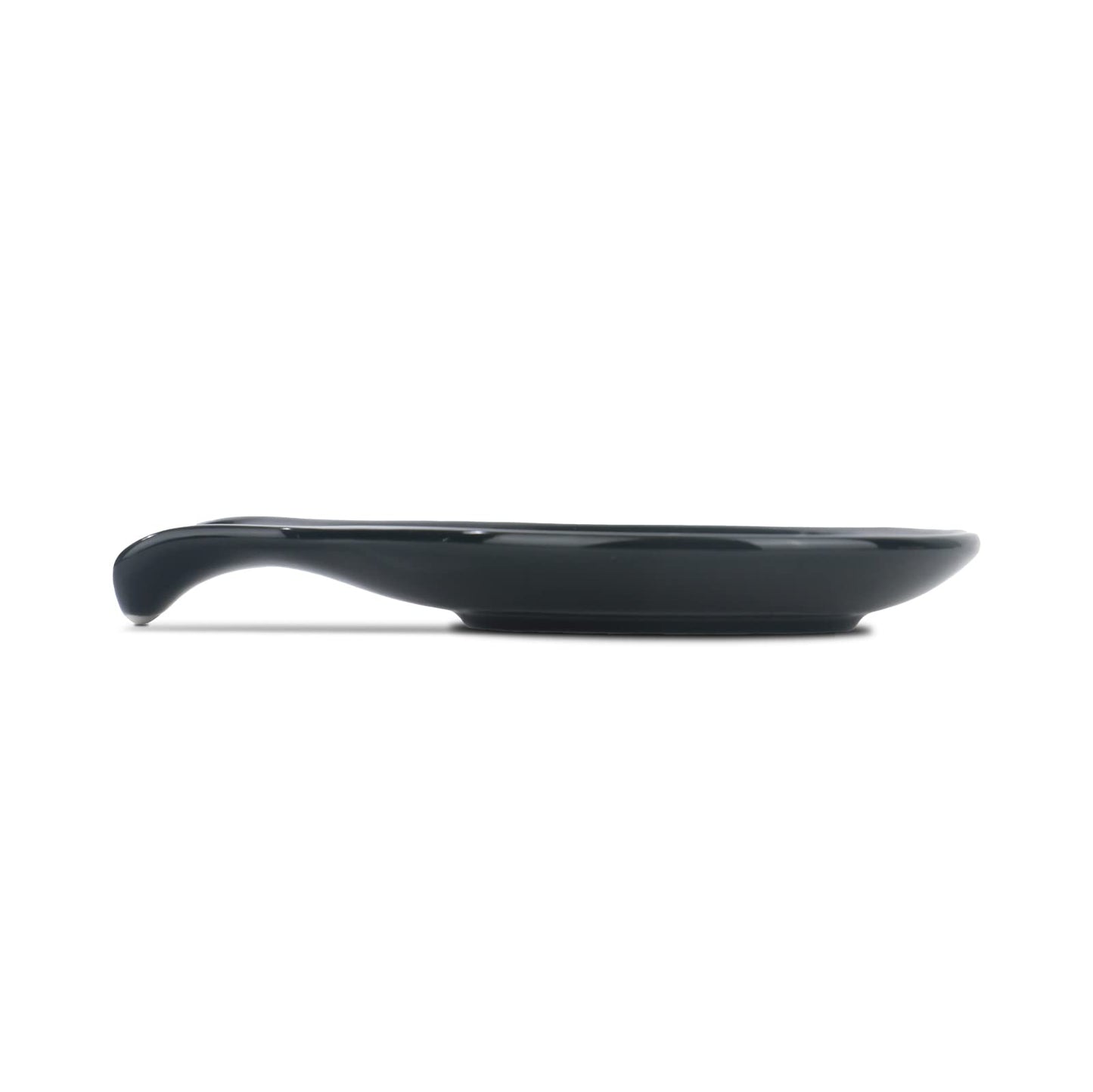 Ceramic Spoon Rest for Kitchen Counter and Stove Top - Farmhouse Style Ceramic Spoon Holder for Cooking & Counter Protection(Black)