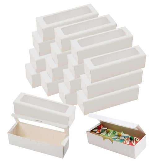 DODXIAOBEUL 20 Pcs White Muffin Boxes,2x2x7 Small Pastry Boxes with Window,Small Bread Box,For Macaron,Cookies,Candy,Chocolate,Baked Goods Packaging Takeout Boxes