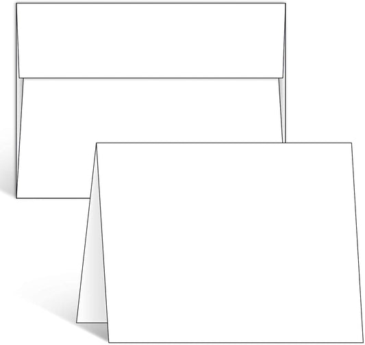 Ohuhu Blank White Cards and Envelopes 100 Pack - 4.25" x 5.5" Heavyweight Folded Cardstock and A2 Envelopes for DIY Greeting Cards Wedding Birthday Invitations Baby Shower Thank You Cards and More