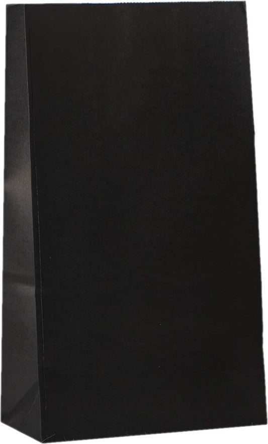 Partay Shenanigans Party Favor Bags - 50 Pack Kraft Paper Goodie Gift Lunch Treat Bags and Party Supplies for Theme Kids Birthday, Halloween, NYE - 5"x3"x9" (Black)