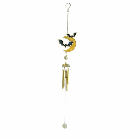 Halloween Themed Wind Chime Iron Made Chost Decoration Creative Designed Bat Decoration Halloween Holiday Festival Hanging Decor-Bat