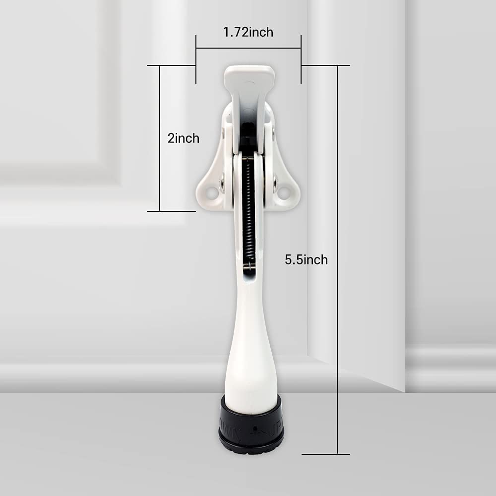 HA SHI Kickdown Door Stopper, Heavy Duty Adjustable White Door Holder Stop