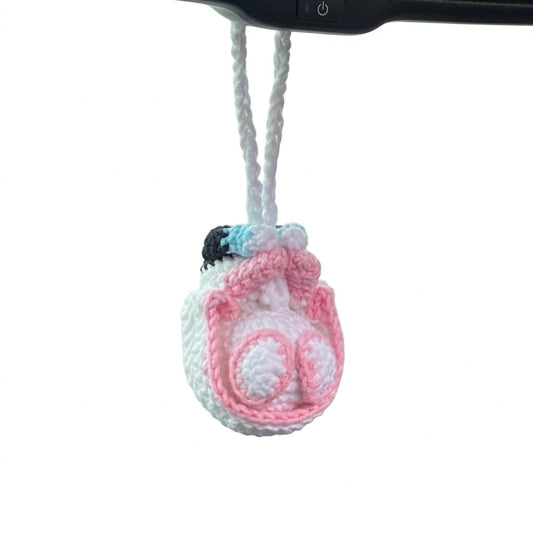 Crochet Spider Car Hanger Ornament, Cute Hero Rearview Mirror Decoration, Handmade Spider Amigurumi Plush, Car Charm Gift for Him or Her, Funny Car Accessory (Pink)