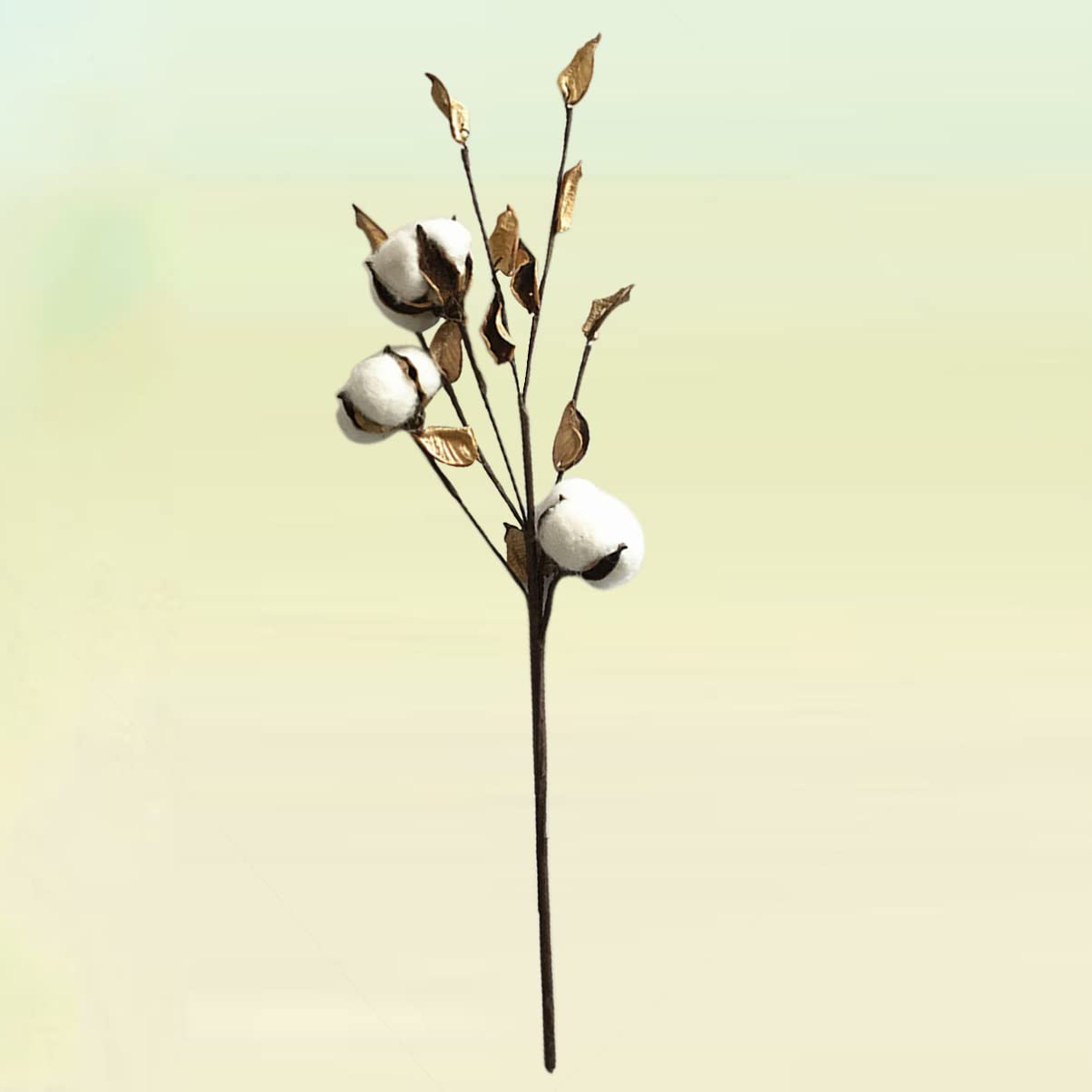 CORHAD Artificial Cotton Stems for Vase 3 Pcs Brown Cotton Stalks Decor Rustic Flower Decor for Home Tabletop Wedding Centerpiece DIY Wreath