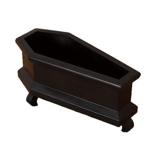 Fecovanti Halloween Style Mini Coffin Planter, Outdoor Succulent Pot, Indoor Resin Flower Pot with Drainage Holes, Desk Goth Decor