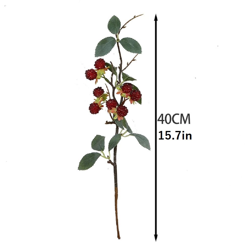 QFSH 7Pcs Artificial Raspberry Plant Stems 15.7'' Simulated Berry Bouquet for Home Decor Photography Props Wedding Decoration