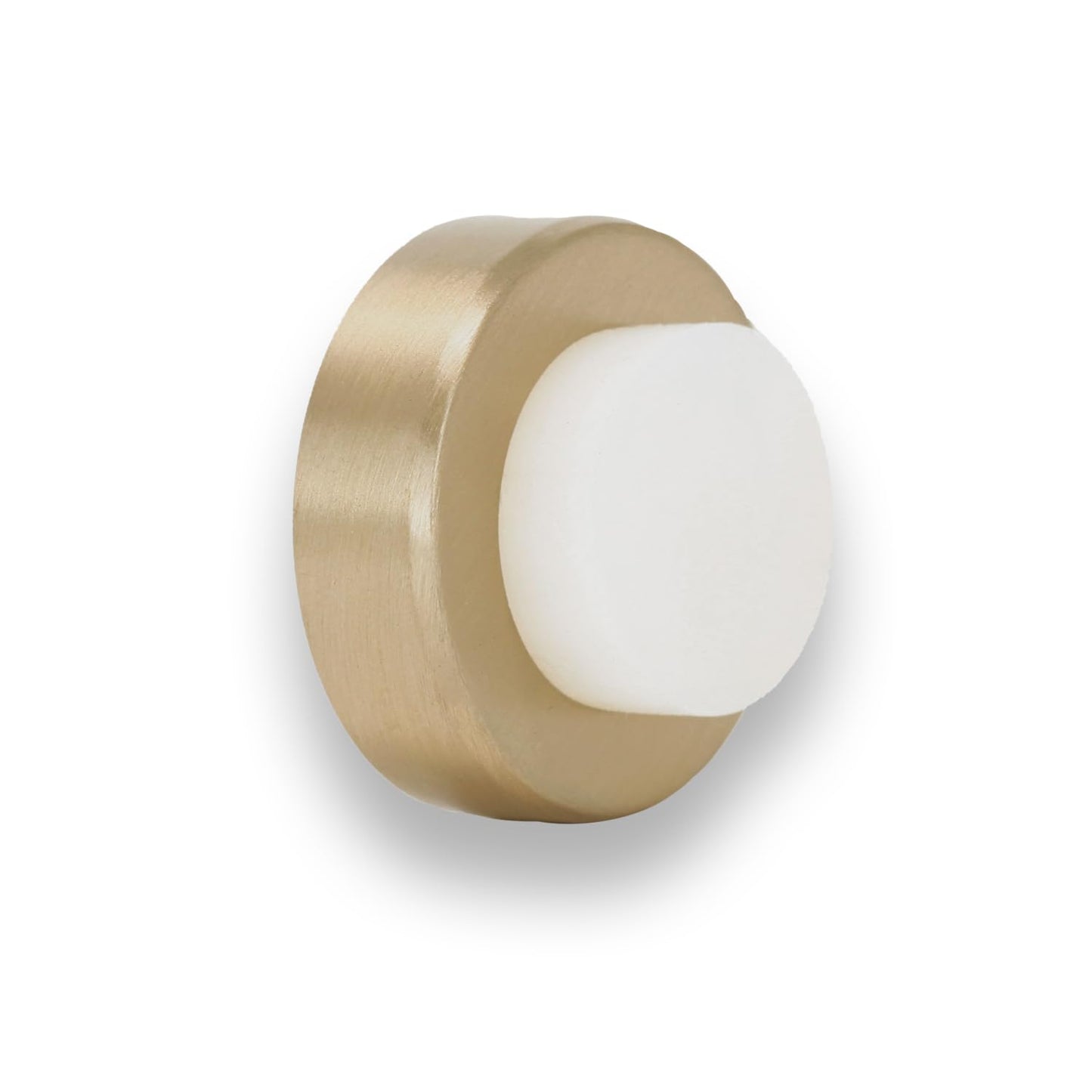EVI | Wall Mounted Doorstop | 0.7'' x 1.37'' | Natural Silicone White Rubber | Adhesive or Screw Installation | Brass Finish | Mod. I-254