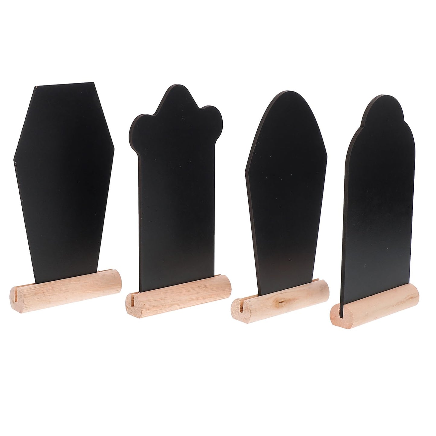 Amosfun 4Pcs Mini Chalkboard Signs Tombstone Shape Blackboards 5.70 X 3.14 Inch DIY Halloween Party Decoration Table Numbers Memos