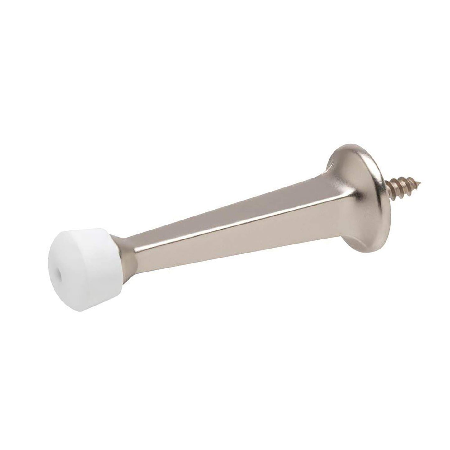 Premium Heavy Duty Door Stoppers for Bottom of Door, Solid Metal Baseboard Mounted Door Stop, Screw-in Baseboard Door Stops for Wall Protection 3" (Satin Nickel, 8 Pack)