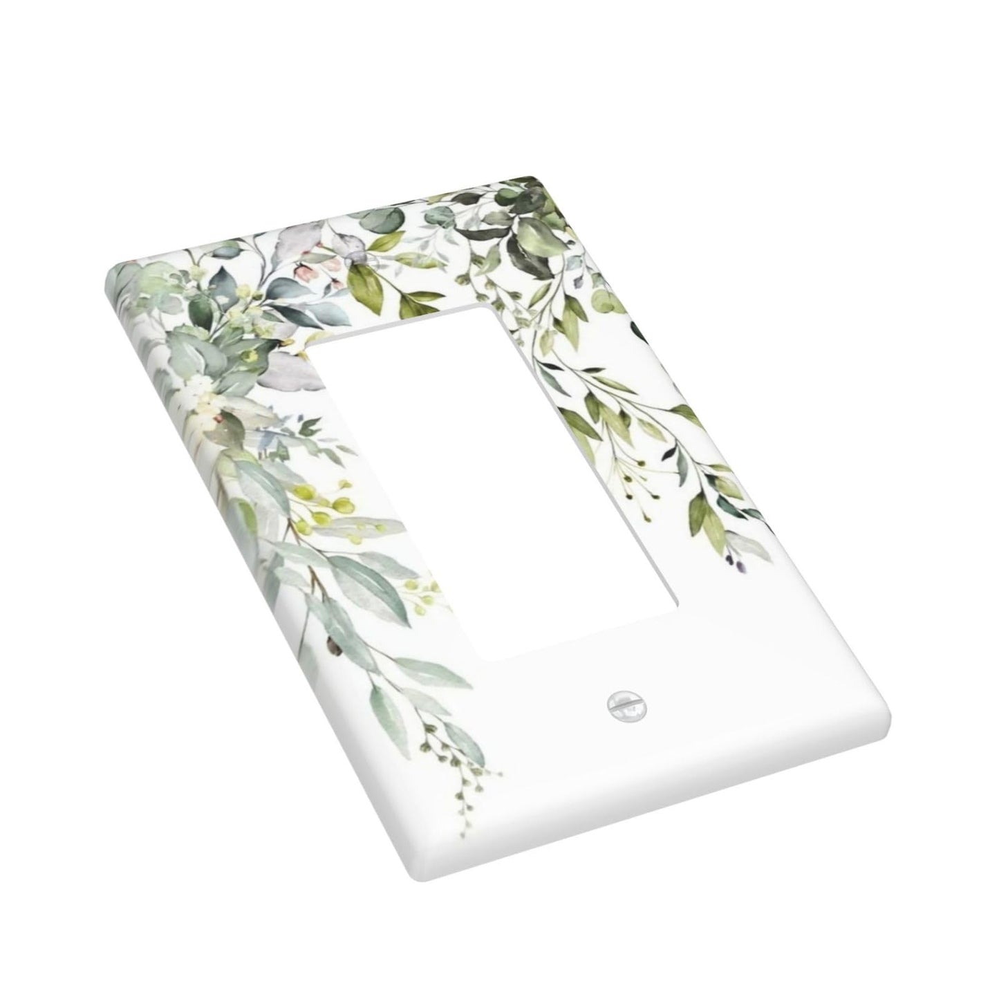 Green Eucalyptus Light Switch Cover Single Rocker/Decorator Switch Plate 1 Gang Farmhouse Decorative Outlet Covers Wall Plate, 4.50 x 2.76 Inch