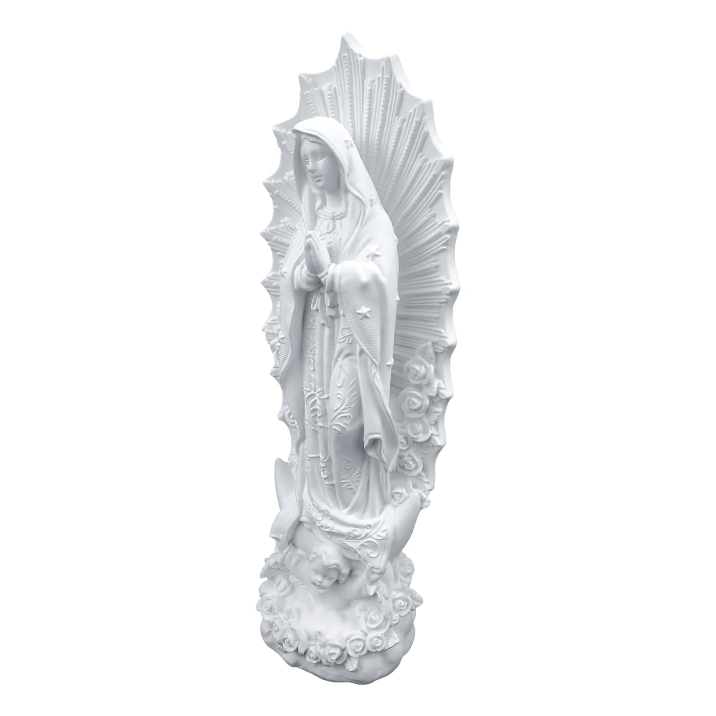 PSYHILAR Our Lady of Guadalupe Statue, White Virgen de Guadalupe Statues, Small Catholic Mexico Virgin Mary Figurine, Resin Virgencita Maria Estatua Religious Decor 8 Inch