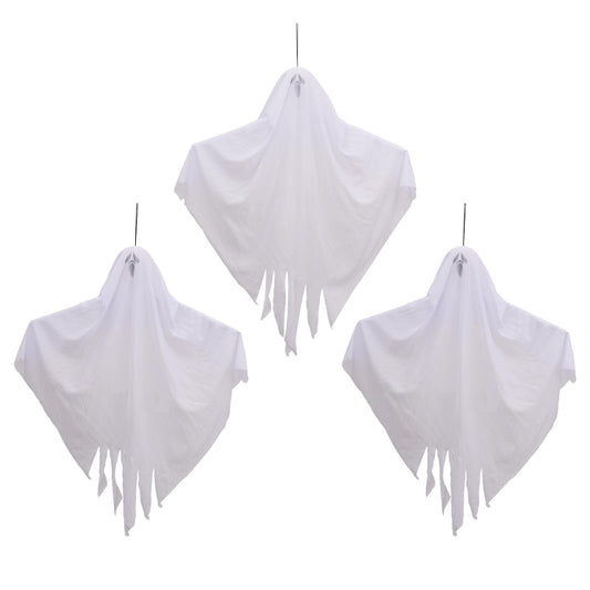 3 Pack Halloween Hanging Ghosts - 23.6 Inch Flying Ghosts Ideal for Halloween Decorations Indoor & Outdoor, Party Decor, Front Yard, Porch, Patio, Lawn, Garden Trees and Wreath