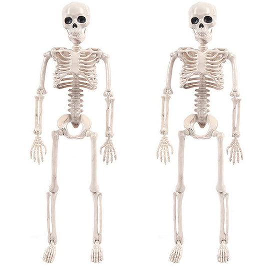 Tvoip 2 Packs Halloween Skeletons, Halloween Hanging Skeleton Decoration 16” Posable Skeleton Halloween Decoration Full Body Posable Joints Skeletons Halloween Decorations Outdoor Indoor