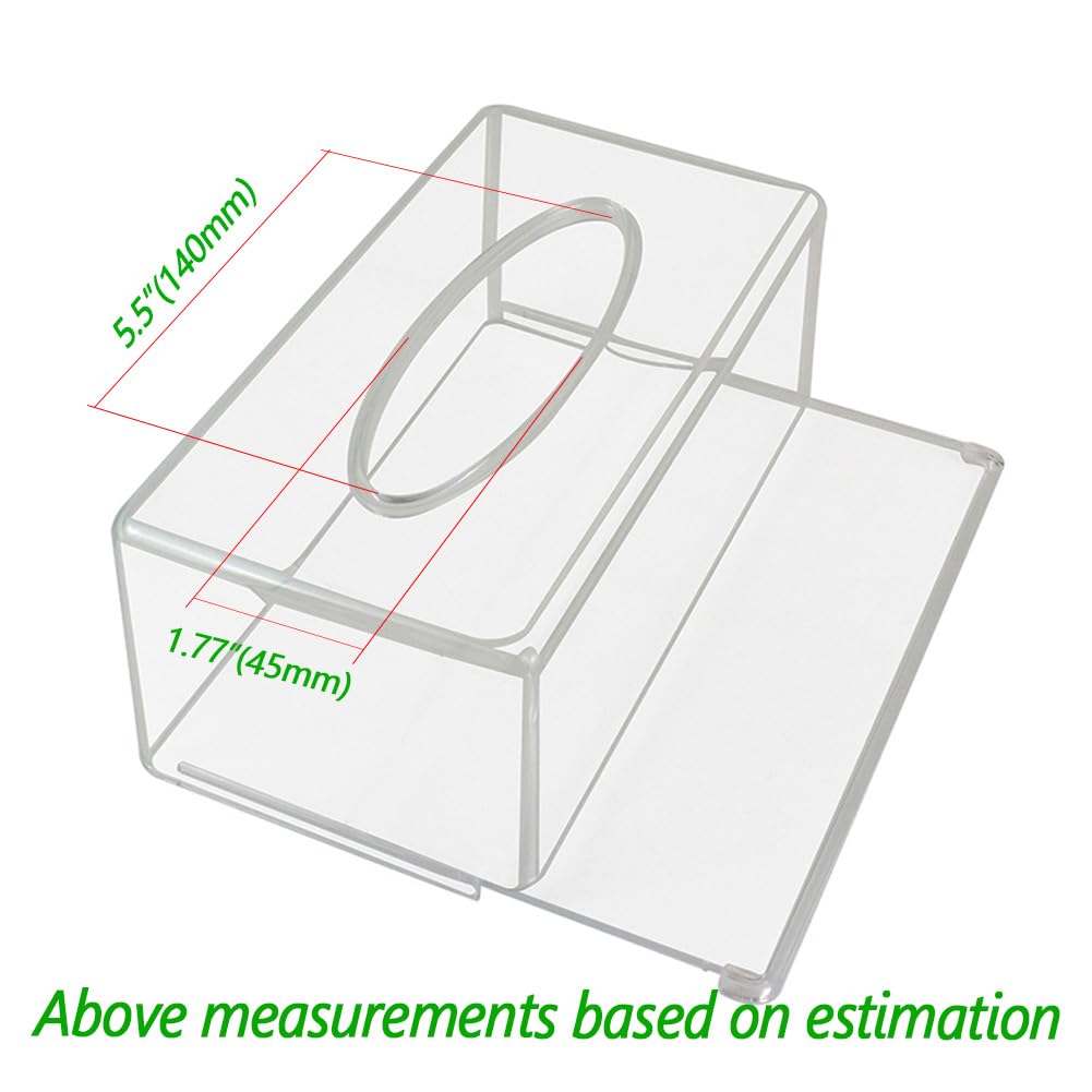 Square Clear Acrylic Tissue Box, Box Covers Rectangular, Bathroom Facial Napkin Box Holders, Table Clear Dryer Sheet Dispenser for Bathroom, Kitchen and Cars