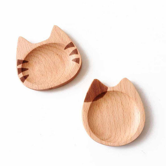 Wood Cat Coffee Spoon Rests - 2 Cute Cat Kitten Wooden Coffee Spoon Rest Teaspoon Holder Coffee Station Decor Coffee bar Coffee Stirrers Holder for Home Kitchen Accessories, Cat Lover