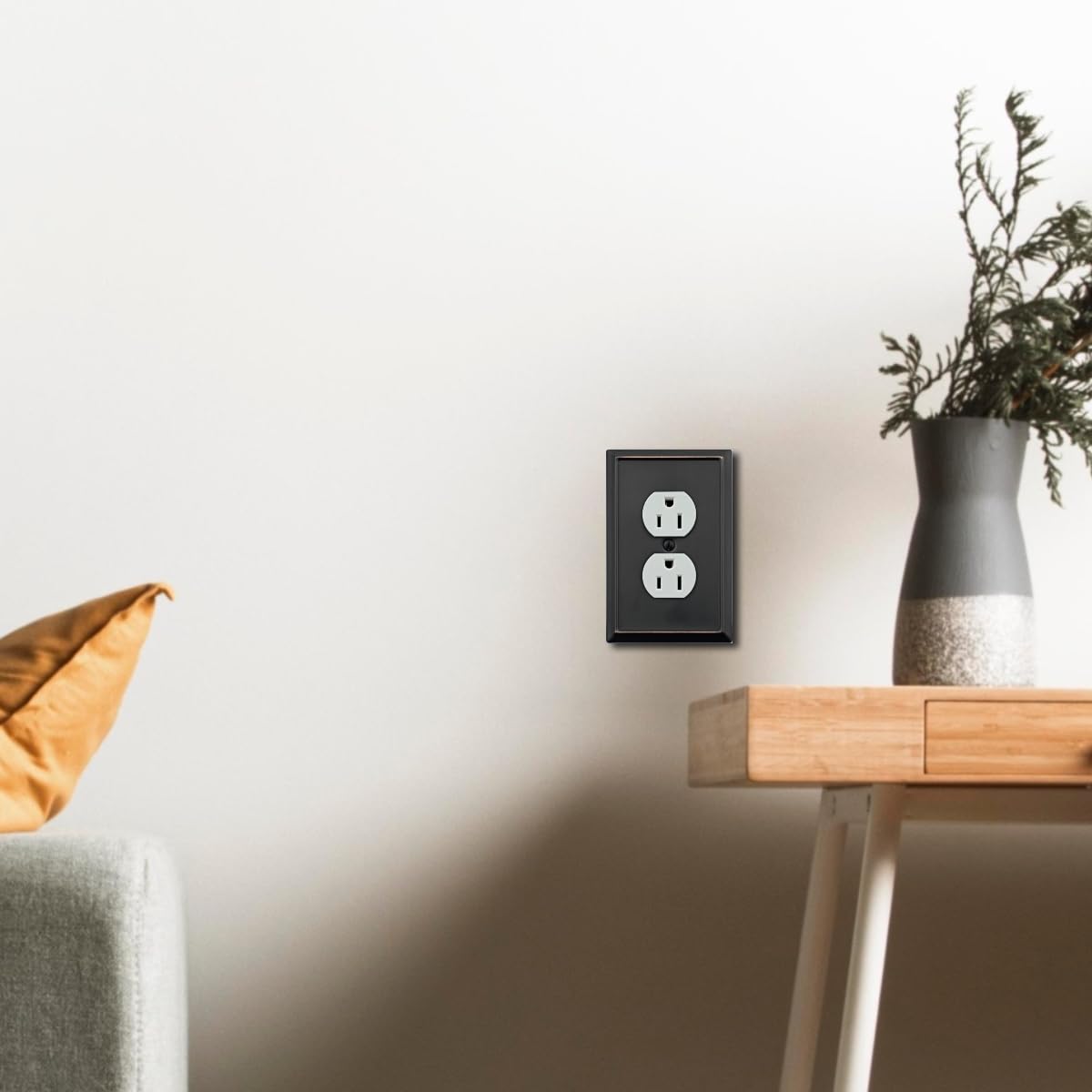 OKAWYC Single Duplex Outlet Light Switch Cover Aria Metal Wall Plate, 4-Pack Aged Bronze 1 Gang, for Receptacle Light Switch, Switch Cover Decorative Wallplate, Durable