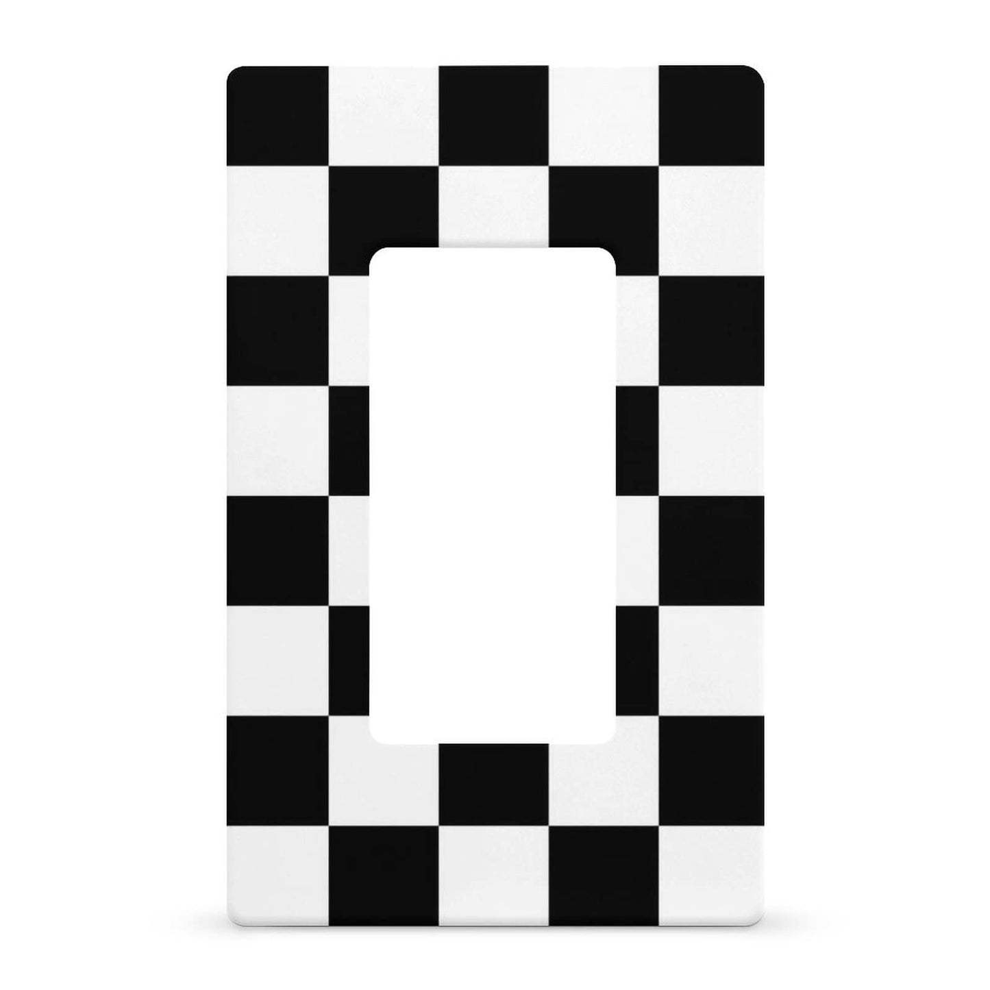 SEPTYK Black White Race Checkered Flag Pattern Light Switch Wall Plate Faceplate Cover Single Rocker 1 Gang Decorator Outlet Receptacle Covers for Home Kitchen Room Bathroom Decor