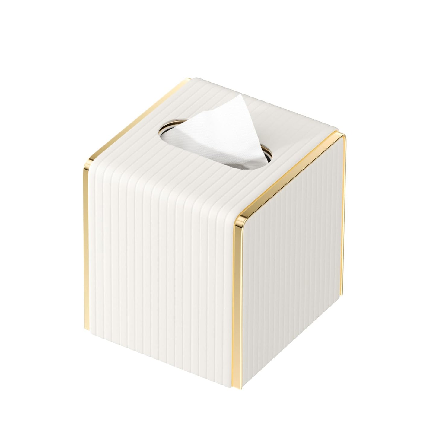 White PU Leather Tissue Box Cover Square