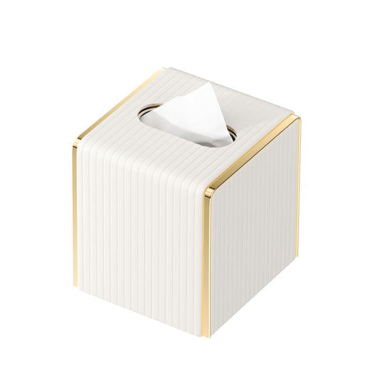 White PU Leather Tissue Box Cover Square