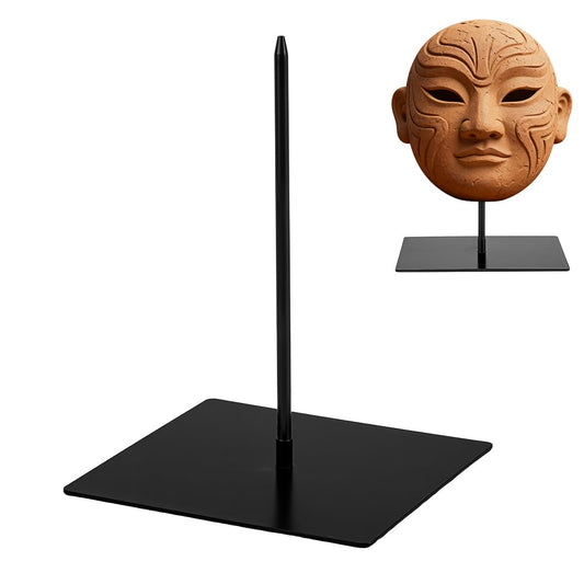 AHANDMAKER Black Metal Display Stand for Sculptures Artifact Statue Base Iron Holder for Home Decor Museum Exhibits Artifact Display Halloween Christmas Decoration, 4.72x6.49in