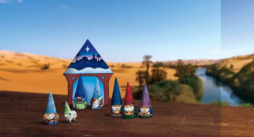 Enesco Jim Shore Heartwood Creek Small but Miraculous Gnome Christmas Pageant Scene Figurine Set, 3.125 Inch, Multicolor
