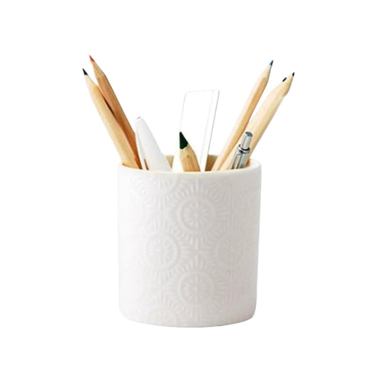 XingXingShunShun Pen Holder,Nordic Style Ceramic Waterproof Pencil Holder for Desk Simple&Modern Minimalist Makeup Organizer Multifunctional Office Supplies for Home,Kids and Schoo,White