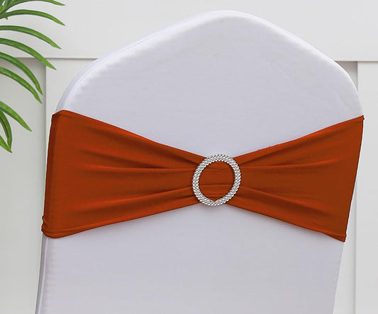 Gankar Terracotta Chair Sashes 50 Pack, Burnt Orange Spandex Chairs Sashes for Halloween Wedding, Birthday, Party Decor, Sashes for Folding Chair Covers.