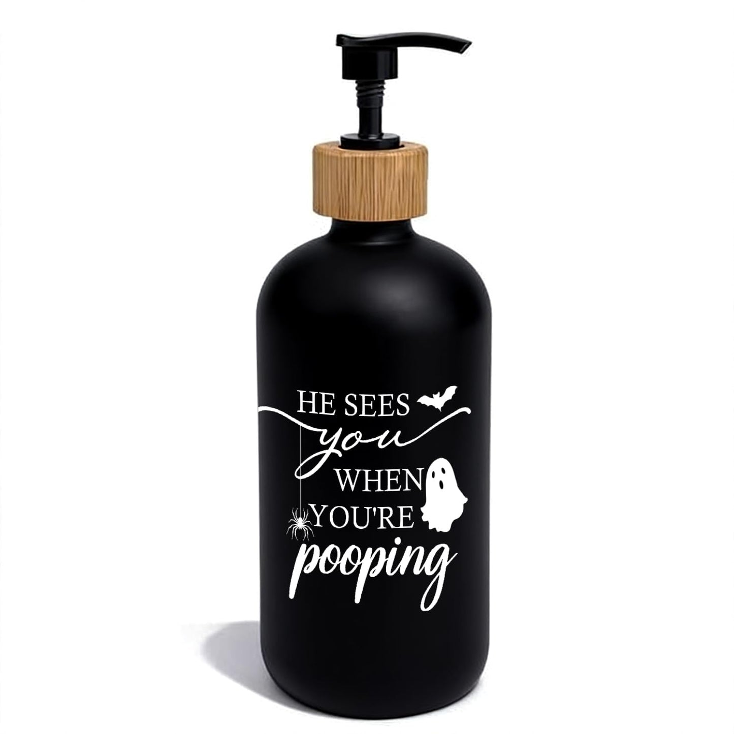 OuOvOwO Funny Halloween Bathroom Black Glass Soap Dispenser
