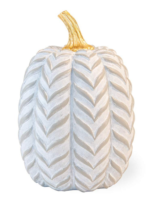 Decorative Pumpkin Figurine, 5.5 x 7.5-Inches, Grey Chevron