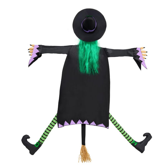 JOYIN 60" Halloween Crashing Witch Decorations Outdoor With Green Hair, Halloween Witch Decor For Tree, Haunted House Prop, Porch, Yard, Patio Indoor Decoration