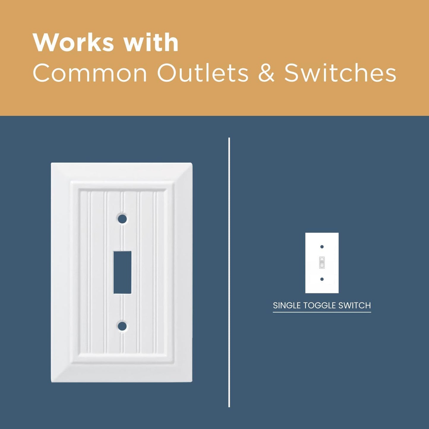 Franklin Brass Classic Beadboard (3-Pack) Decorative Light Switch Cover Wall Plate Pure White 1-Gang Wall Plate Switch/Toggle Plate Guards Electrical Outlet Covers W35265V-PW-C