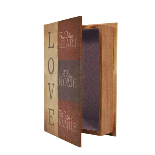 PACOLO Decorative Book Boxes, Faux Wood with Magnetic cover Storage for Hidden Jewelry, Money, and Cash (Love)