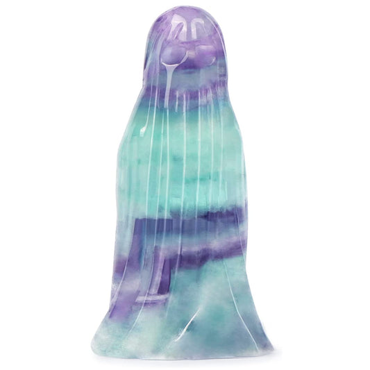 Artistone 3.0" Halloween Ghost Figurine Rainbow Fluorite Crystal Carving Gemstone Ghost Statue Carvings Collectible Sculpture for Carnival Party,Haunted House,Mantel Home