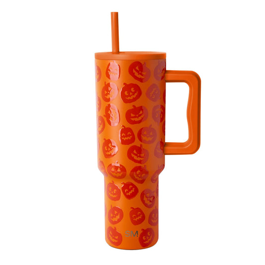 Simple Modern Halloween 40 oz Trek Tumbler with Handle and Straw Lid | Cup Holder Friendly Insulated Stainless Steel Travel Mug | Jack-O-Lanterns