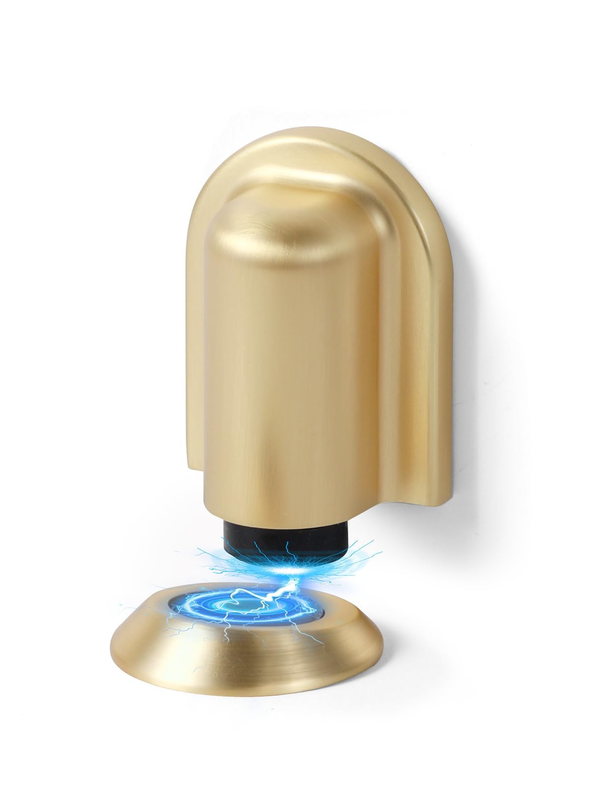 SORWDUERM 2 Pack Gold Door Stopper Magnetic Door Cathc Brushed Gold Floor Mounted Door Stop Keep Door Open with Screws and Adhesive No Drilling