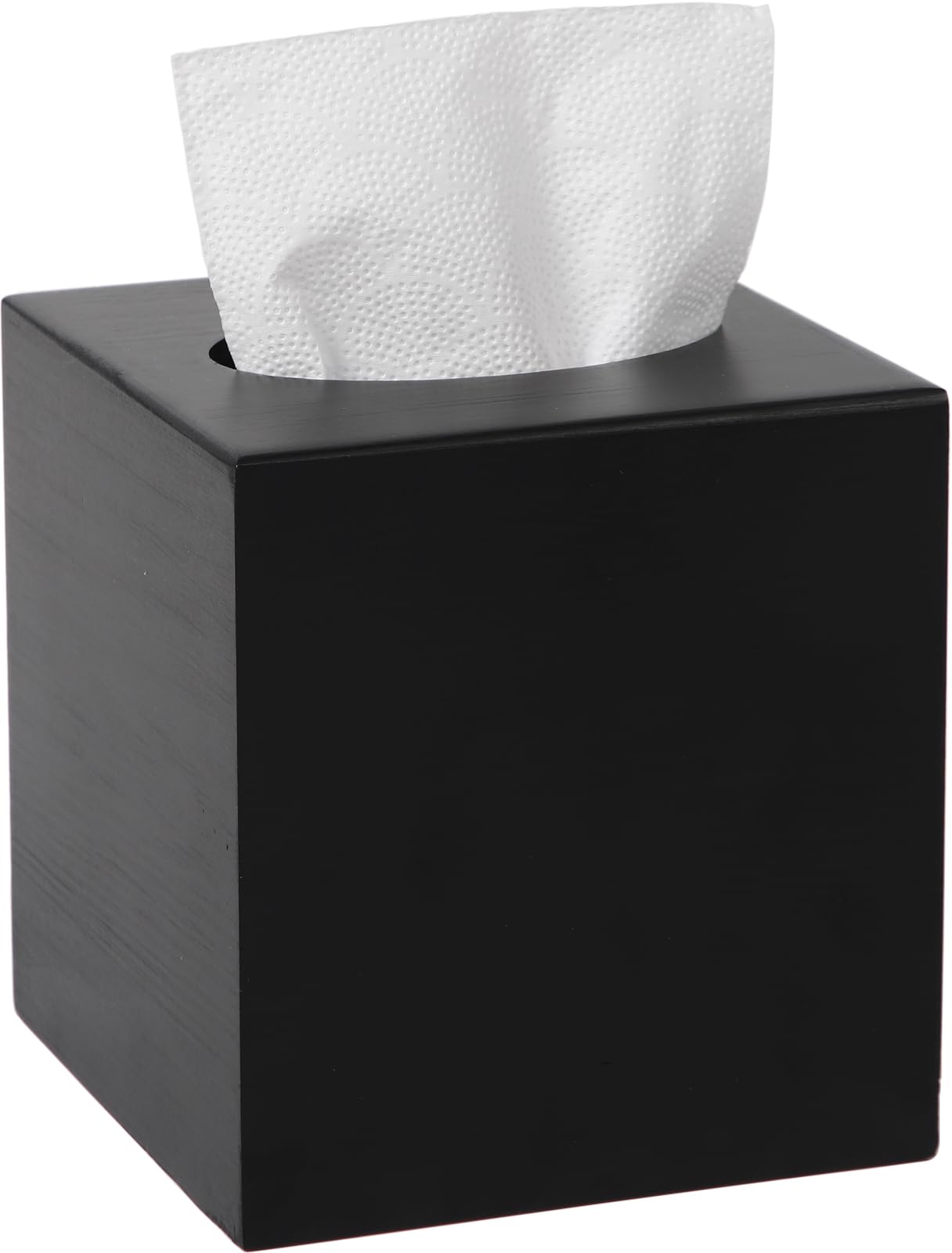 CATORY Tissue Box Cover Square,Wooden Tissue Box Holder,Cube Tissue Box Cover with Slide-Out Bottom,Decorative Tissue Box Holder Covers Your Tissues for Bathroom,Living Room,Office-Black, TBC04B