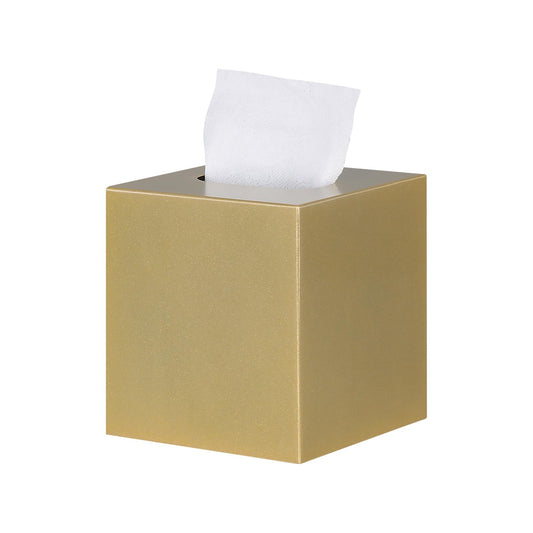 HOUSE DIARY Metal Square Tissue Box lid, Modern Facial Tissue Holder for Bathroom Vanity Tops, Bedroom Dressers, Nightstands, Desks, Offices (Gold)