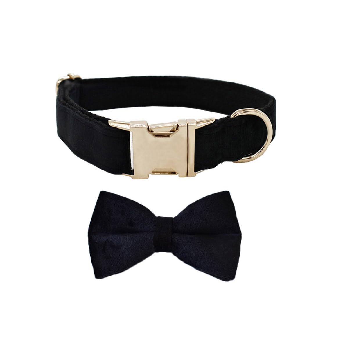 TANXIC Velvet Dog Collar with Bow Tie Bowtie Dog Collar with Metal Buckle
