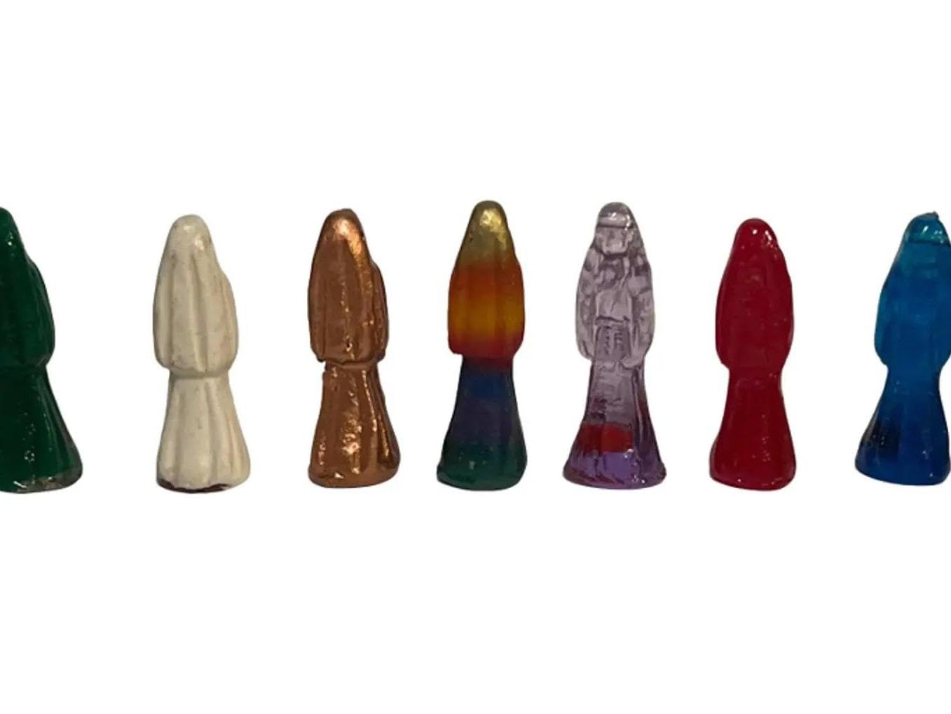 CHAVARIOS 7 Pieces Santa Muerte mini Statues Pocket Size 7 Pieces Color Set